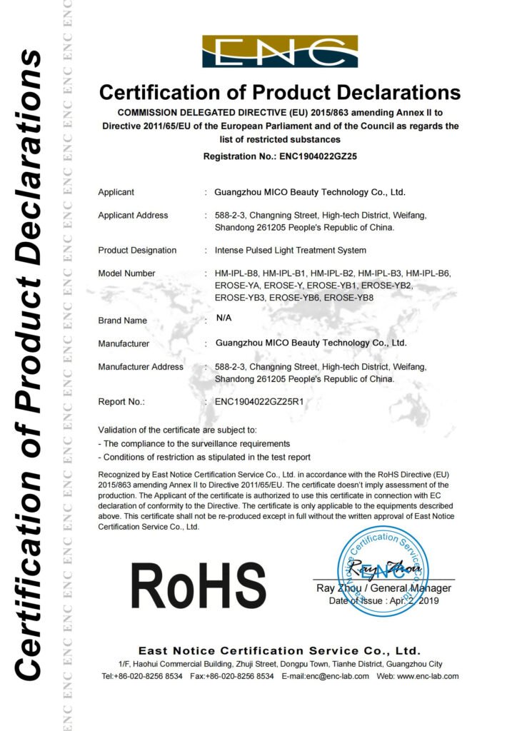 RoHS certificate