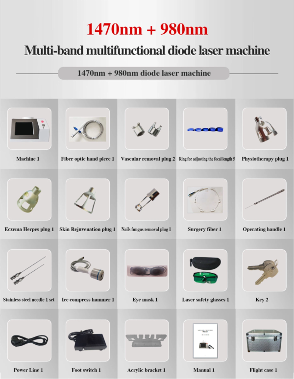 Multifunctional 6 in 1 Diode Laser 980nm 1470nm Machine - Image 4